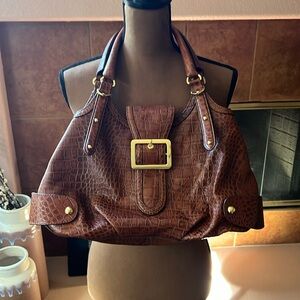 Maxx Embossed Leather Crocodile  purse
